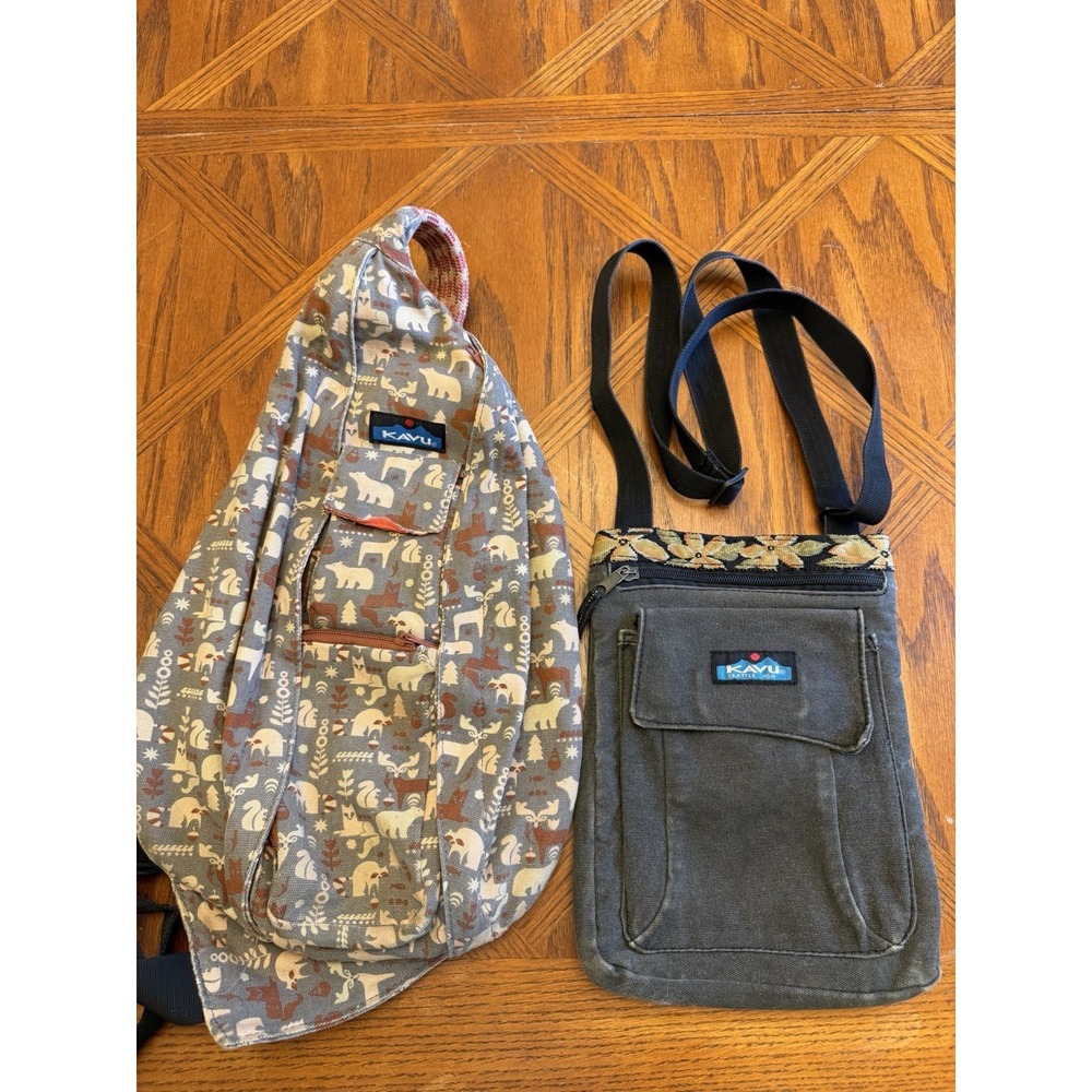 KAVU Rope Bag Sling Crossbody Backpack Woodland Animal Print And Crossbody Bag
